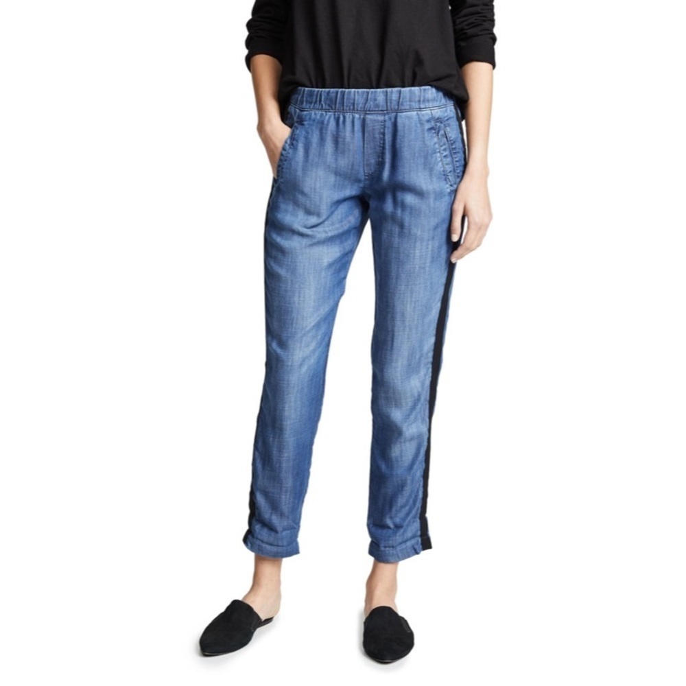 Bella Dahl Beaumont Blue Side Stripe Tencel Welt Pocket Trousers B3039-549 Sz S